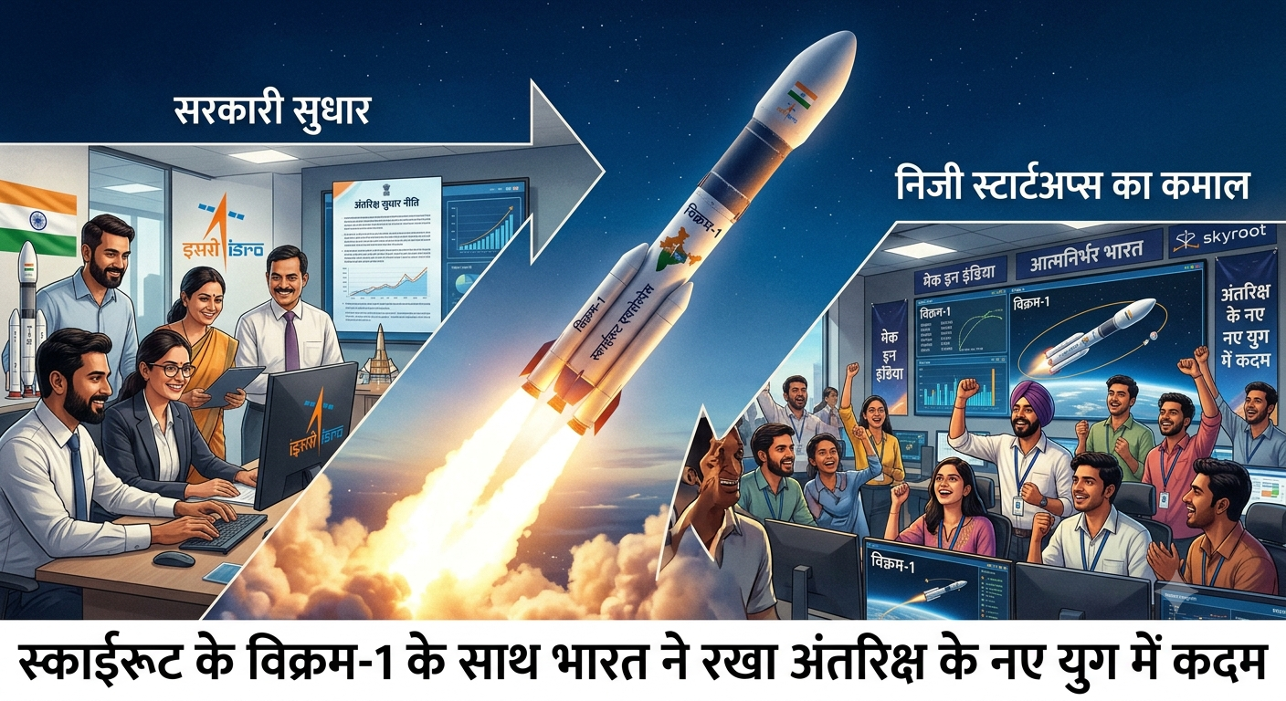 सरकारी सुधारों और निजी स्टार्टअप्स का कमाल; स्काईरूट के विक्रम-1 के साथ भारत ने रखा अंतरिक्ष के नए युग में कदम