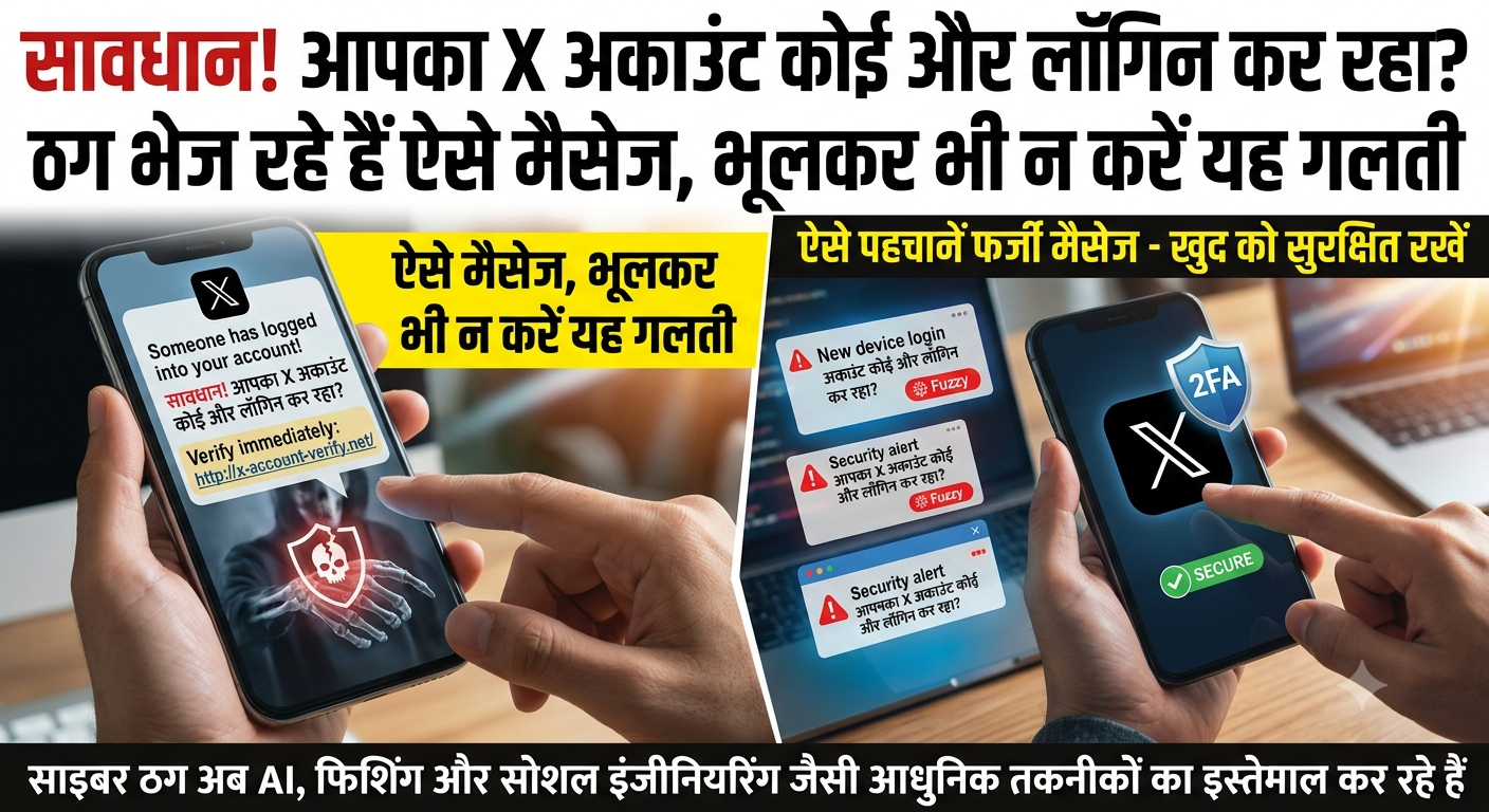 सावधान! आपका X अकाउंट कोई और लॉगिन कर रहा, ठगों के आ रहे हैं ये मैसेज