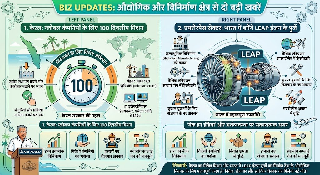 केरल में ग्लोबल फर्मों को आकर्षित करने के लिए 100 दिवसीय मिशन; अब भारत में बनेंगे लीप इंजन पुर्जे
