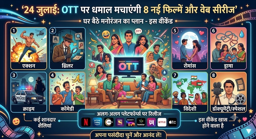 8 फिल्में और सीरीज, 24 जुलाई के दिन ओटीटी पर होंगी रिलीज, यहां देखिए लिस्ट