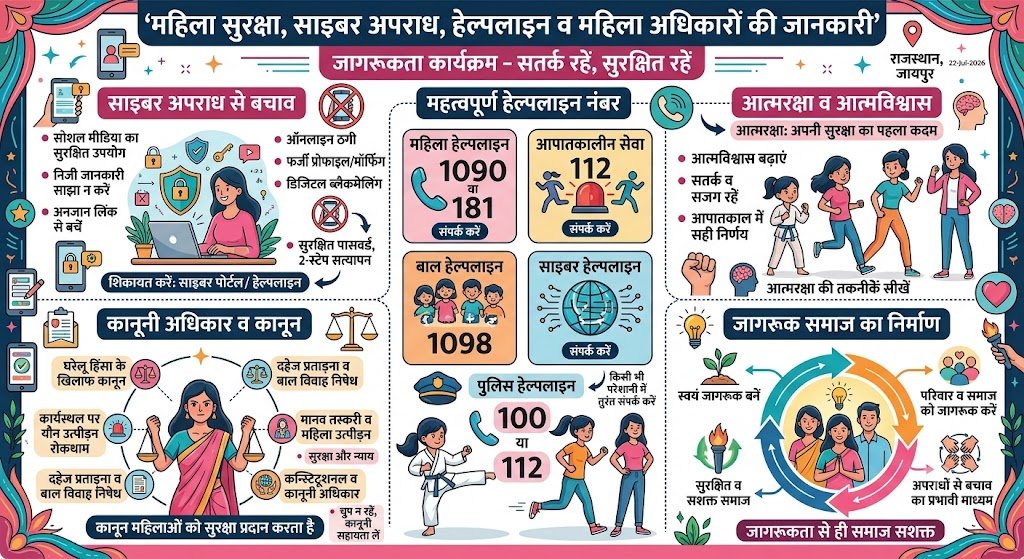 महिला सुरक्षा, साइबर अपराध, हेल्पलाइन व...